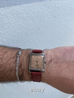 Vintage Rare 1940s Men's Cortebert Cal. 665 17Jewels Swiss Made 22mm Tank Watch
