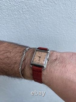 Vintage Rare 1940s Men's Cortebert Cal. 665 17Jewels Swiss Made 22mm Tank Watch