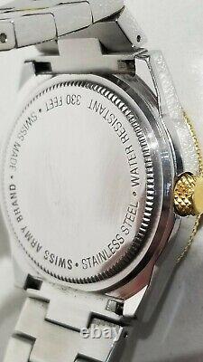 Vintage Rare 1990's Swiss Army Lancer 100 Large Two Tone Men's Date Watch 24294