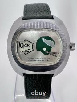 Vintage Rare 70's Lafayette Swiss Made NFL Jump Hour Watch Philadelphia Eagles