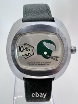 Vintage Rare 70's Lafayette Swiss Made NFL Jump Hour Watch Philadelphia Eagles
