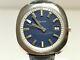 Vintage Rare All Stainless Steel Men's Swiss Mechanical Watch Alpina/blue Dial