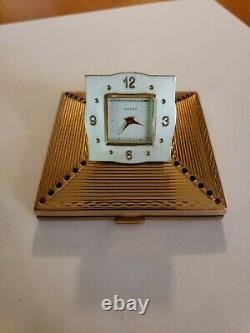 Vintage Rare Amere Switzerland Makeup Compact And Swiss Watch Clock Works