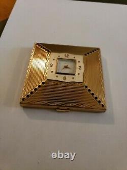 Vintage Rare Amere Switzerland Makeup Compact And Swiss Watch Clock Works