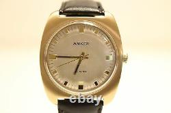 Vintage Rare Beautiful Classic Brass Case Mechanical Men's Swiss Watch Anker