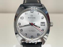 Vintage Rare Beautiful Classic Chromed Men's Swiss Automatic Watch Rodania25j