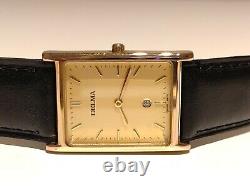 Vintage Rare Beautiful Luxury Tank Swiss Gold Plated Men's Quartz Watch Delma