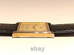 Vintage Rare Beautiful Luxury Tank Swiss Gold Plated Men's Quartz Watch Delma