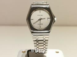 Vintage Rare Beautiful Swiss Men's All Stainless Steel Quartz Watch Rafidain