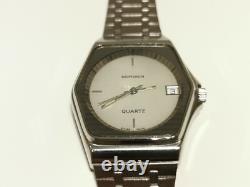 Vintage Rare Beautiful Swiss Men's All Stainless Steel Quartz Watch Rafidain