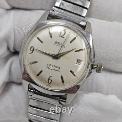 Vintage Rare Bell Mens Wrist Watch 17 Jewel Automatic Date Swiss Stainless Steel