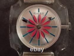 Vintage Rare Buler Acrilic Swiss Mechanical Wristwatch Mystery Dial Working
