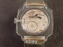 Vintage Rare Buler Acrilic Swiss Mechanical Wristwatch Mystery Dial Working