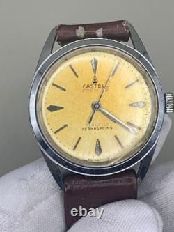 Vintage Rare Castell Premier 17 Jewels Permaspring 14632 Swiss Made 1960s