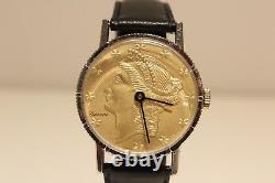 Vintage Rare Collectible Men's Swiss Watch Lucerne With Liberty USA Coin Dial