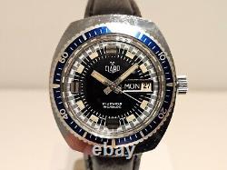 Vintage Rare Diver Sport Style Swiss Men's Chromed Mechanical Watch Claro 17j