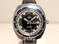 Vintage Rare Diver Sport Style Swiss Men's Chromed Mechanical Watch Claro 17j