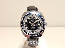 Vintage Rare Diver Sport Style Swiss Men's Chromed Mechanical Watch Claro 17j