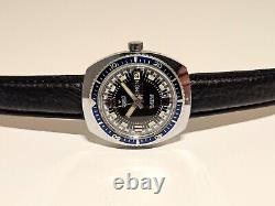 Vintage Rare Diver Sport Style Swiss Men's Chromed Mechanical Watch Claro 17j