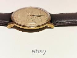 Vintage Rare Golden Tone Collectible Men's Swiss Watch With Twenty USA Coin Dial