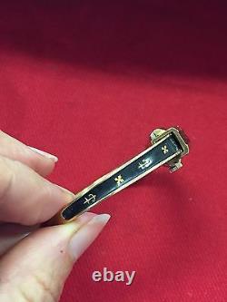 Vintage Rare Lady Plague 10 Microns Consul Swiss Windup Watch Black Enamel Cuff