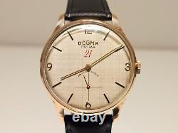 Vintage Rare Luxury Men's Gold Plated Mechanical Swiss Watch Dogma Prima 21j