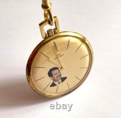 Vintage Rare MONDIA Saddam Hussein Award Swiss Made Mechanical Pocket Watch