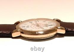 Vintage Rare Men's Gold Plated Swiss Quartz Day Date Watch Lotus Pulsemeter