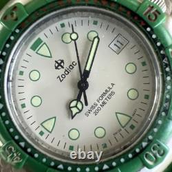 Vintage Rare Men's Zodiac Green Swiss Formula 200MM 713.82.63 Nice Running