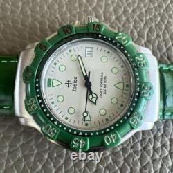 Vintage Rare Men's Zodiac Green Swiss Formula 200MM 713.82.63 Nice Running