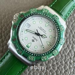 Vintage Rare Men's Zodiac Green Swiss Formula 200MM 713.82.63 Nice Running
