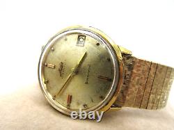 Vintage Rare Mido Ocean Star Powerwind Swiss Watch Gold Filled Mesh Bracelet