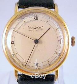 Vintage Rare Military Wwii Era Swiss Mechanical Watchcortebertgold Plated# 36a