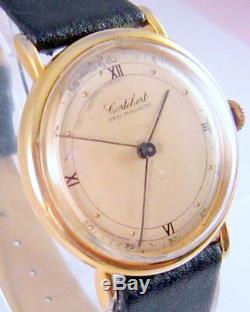 Vintage Rare Military Wwii Era Swiss Mechanical Watchcortebertgold Plated# 36a