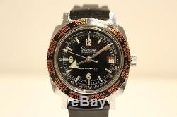 Vintage Rare Nice Diver Style World Time Men's Swiss Watch Lucerne Seawatch