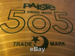 Vintage & Rare Paiste 505 Cymbal Set Swiss Made 14 HiHat / 16 Crash / 20 Ride