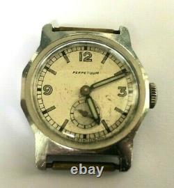 Vintage Rare Perpetuum Zentra Automatic Military Swiss Men`s Wristwatch