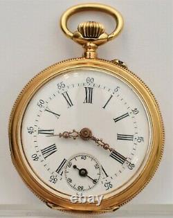 Vintage Rare Pocket Watch 18k Solid Gold Small 34mm Locle Swiss