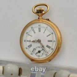 Vintage Rare Pocket Watch 18k Solid Gold Small 34mm Locle Swiss