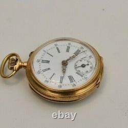 Vintage Rare Pocket Watch 18k Solid Gold Small 34mm Locle Swiss