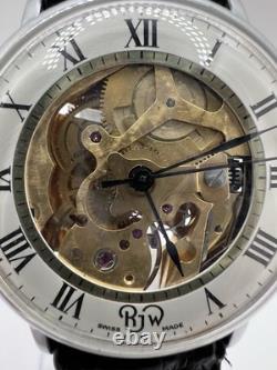 Vintage Rare RJW Skeleton Swiss Watch Manual Wind Classy Upscale Roman Numeral