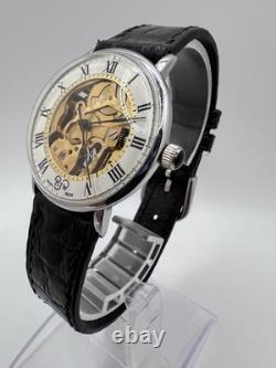 Vintage Rare RJW Skeleton Swiss Watch Manual Wind Classy Upscale Roman Numeral