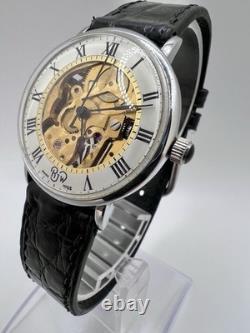 Vintage Rare RJW Skeleton Swiss Watch Manual Wind Classy Upscale Roman Numeral