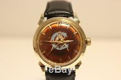 Vintage Rare Real Masonic Men's Swiss Gold Plated Automatic Watch Croton