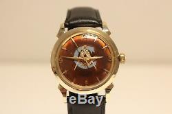 Vintage Rare Real Masonic Men's Swiss Gold Plated Automatic Watch Croton