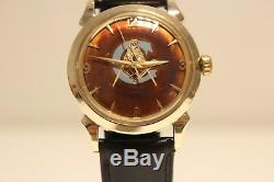 Vintage Rare Real Masonic Men's Swiss Gold Plated Automatic Watch Croton