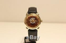 Vintage Rare Real Masonic Men's Swiss Gold Plated Automatic Watch Croton