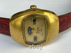 Vintage Rare SICURA Digital Jump Hour Automatic 17J Swiss Gold Plated Men Watch