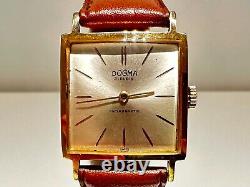 Vintage Rare Square Men's Gold Plated Mechanical Swiss Watch Dogma