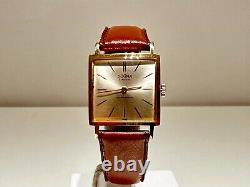 Vintage Rare Square Men's Gold Plated Mechanical Swiss Watch Dogma